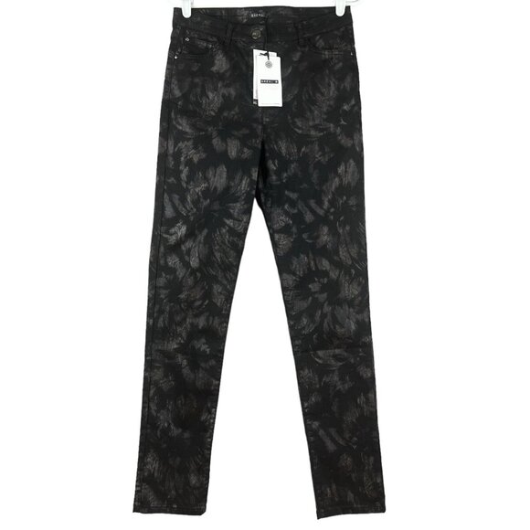 BREAL Women's Pants EU 40 US 10 Stretch Mid Rise Foil-Brush-Black Slim Leg NWT - Picture 1 of 13